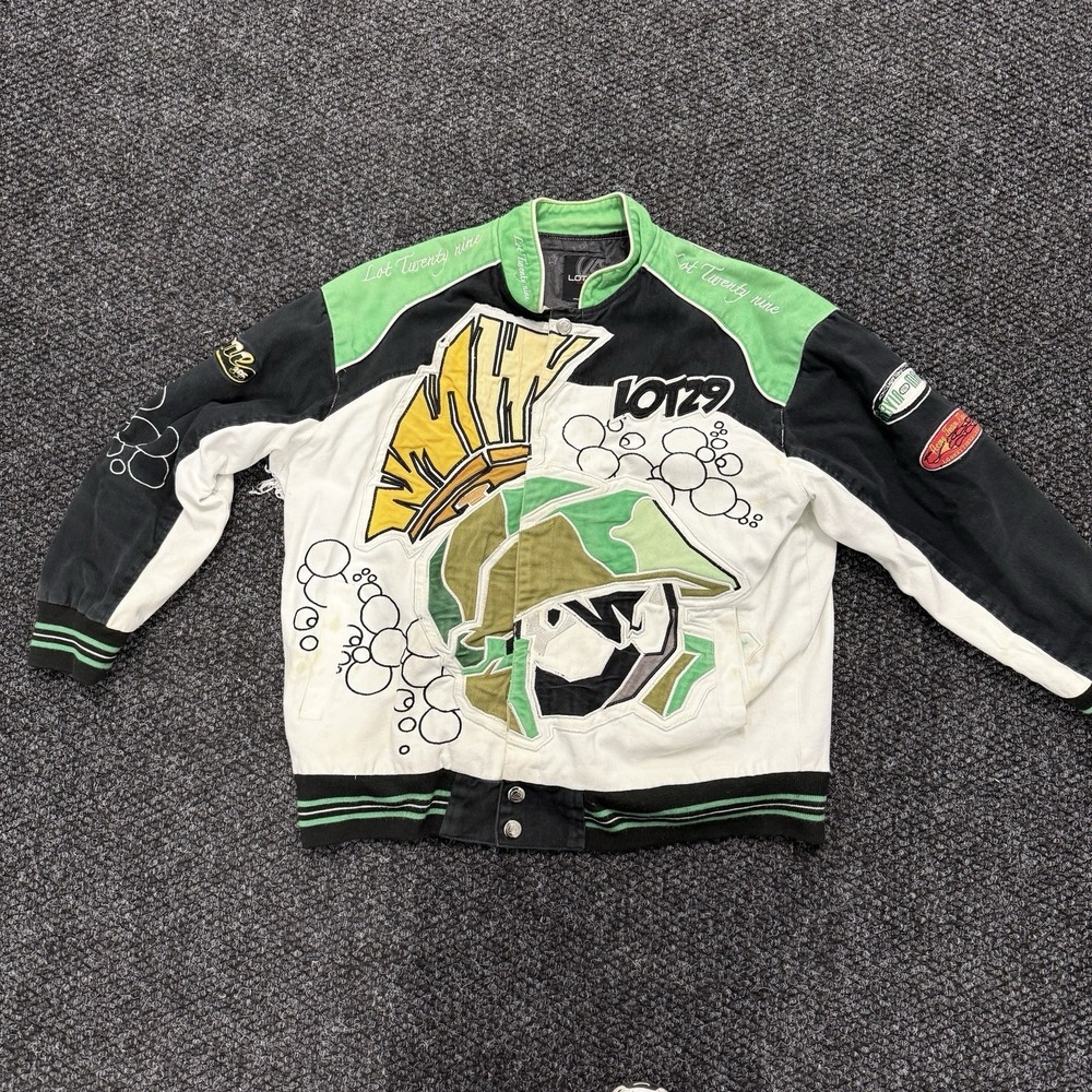 Lot 29 NASCAR Looney Tunes Racing Jacket XL Vintage Y2K Marvin Martian Stained!!
